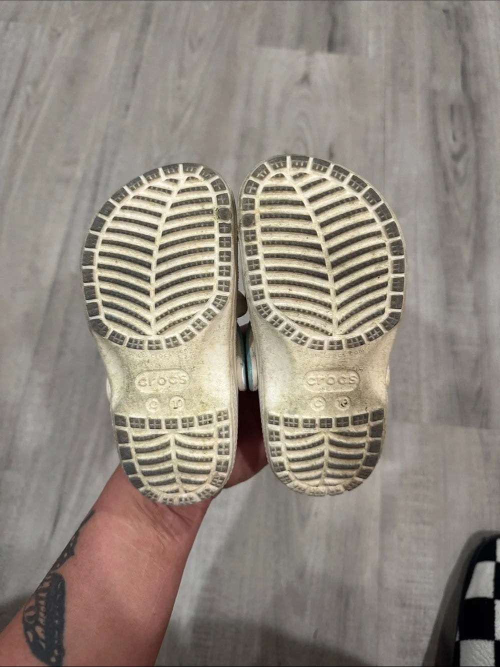 CROCS Kids White Clogs with Pastel Rainbow Unicorn Accents